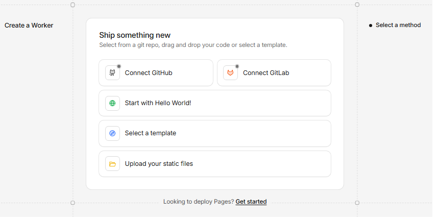建立 Cloudflare Worker 並選擇 Select a template