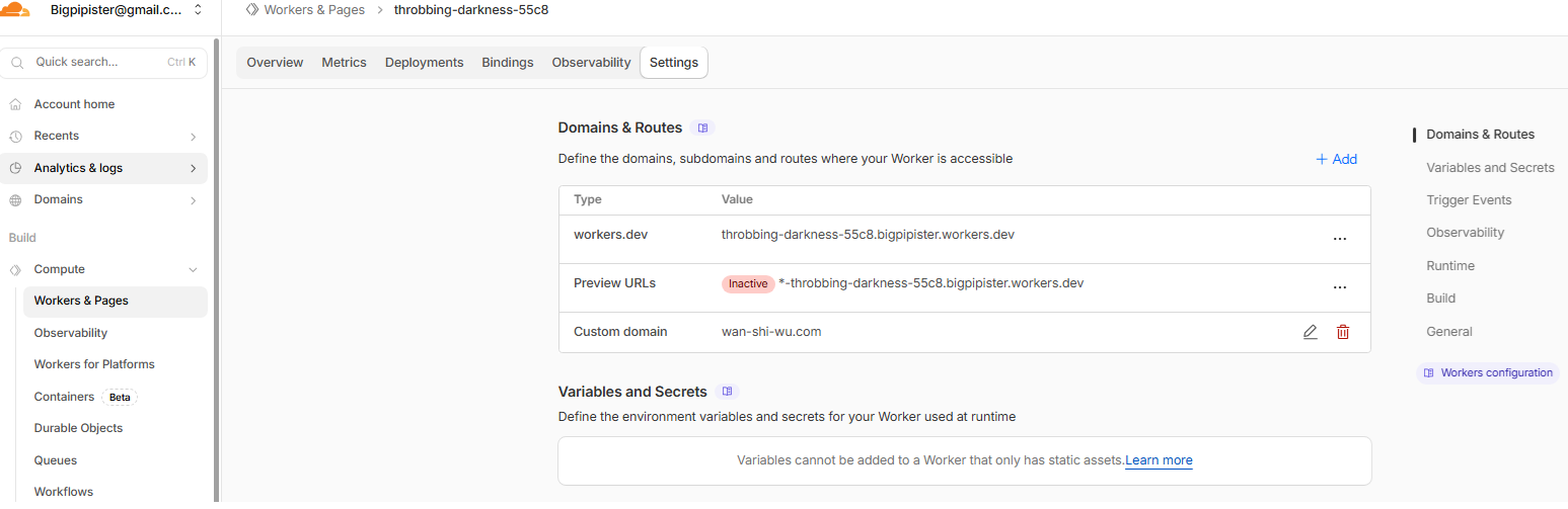 在 Settings 加入 Custom domain
